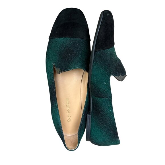 Enzo Angiolini Tazlin Flats • Women’s Sz 8.5 • Forest Green Wool Black Suede Toe - Picture 1 of 7